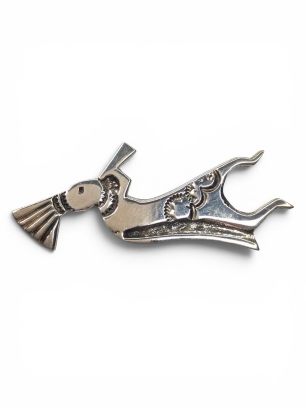 Vintage Kokopelli Native American Navajo Silver Brooch – Signed Sterling - Picture 7 of 12